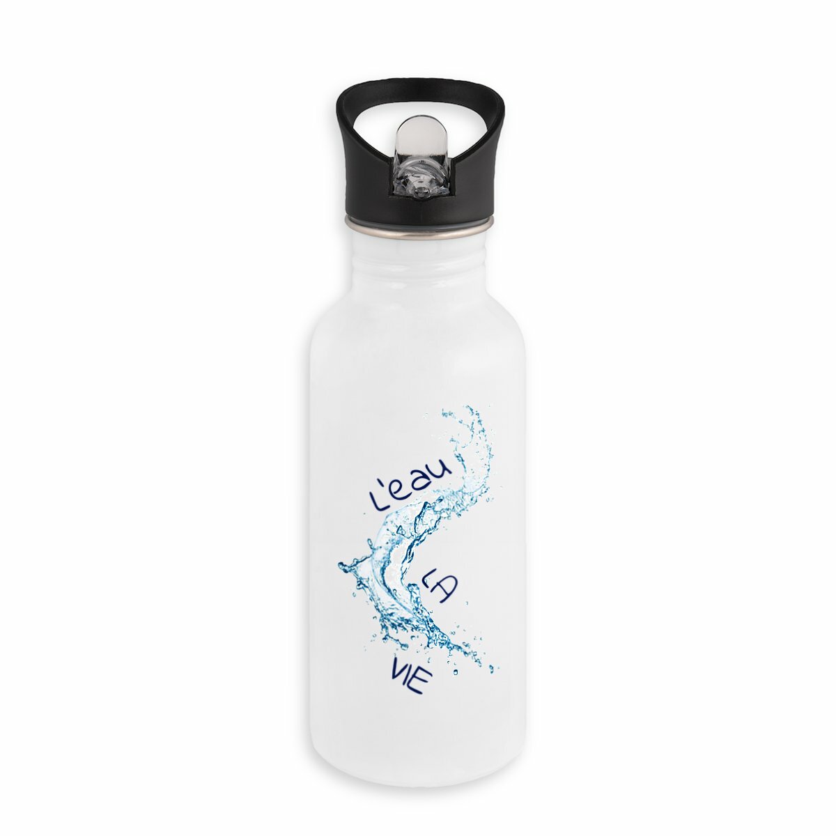 Image back Bouteille en inox avec paille