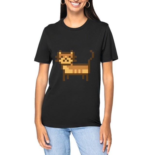 Image front T-shirt Unisexe épais avec Pixel Cat - Style Unique et Confortable
