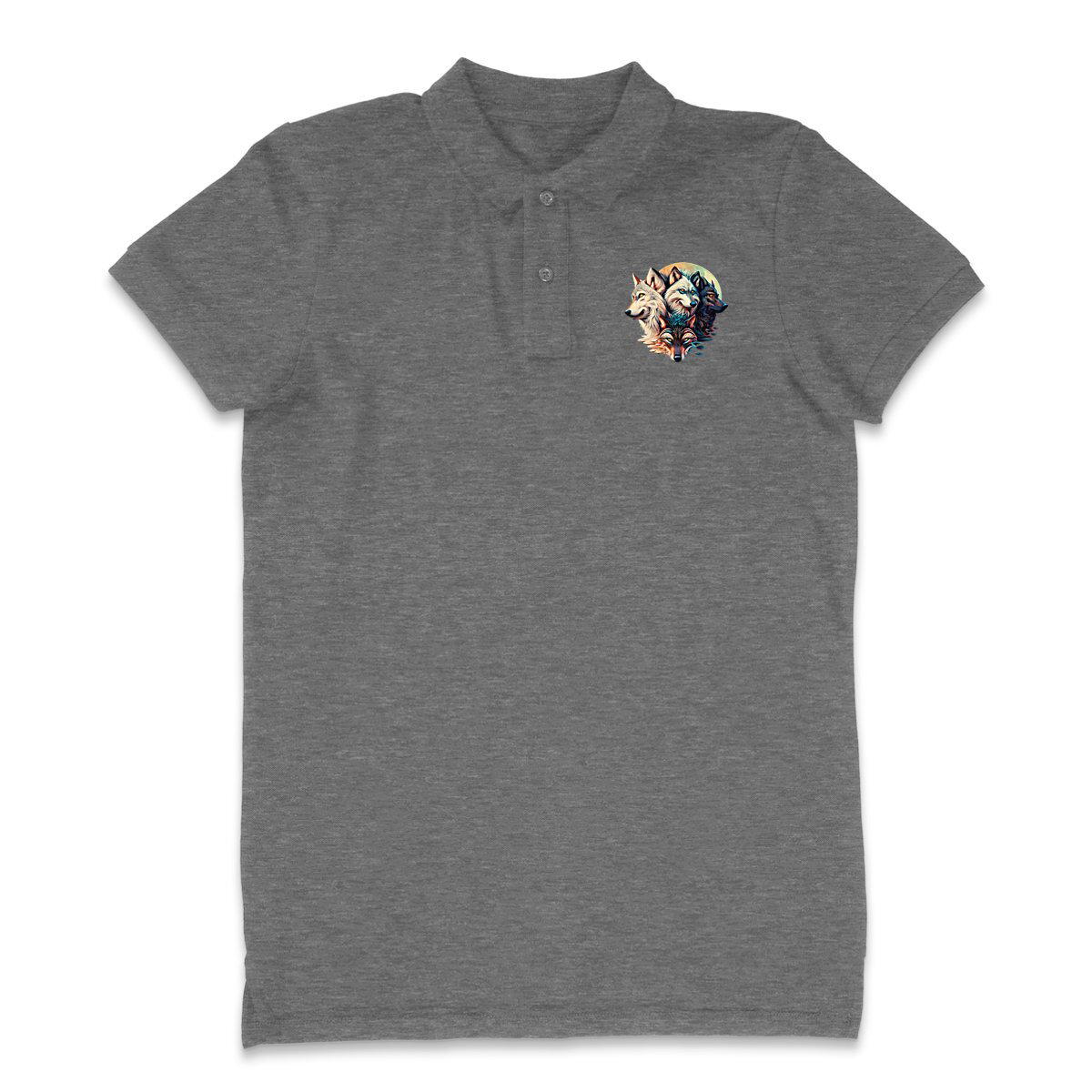 Image back The Howling Yin-Yang: 3D Render of Colorful Wolf Heads in Dark Fantasy