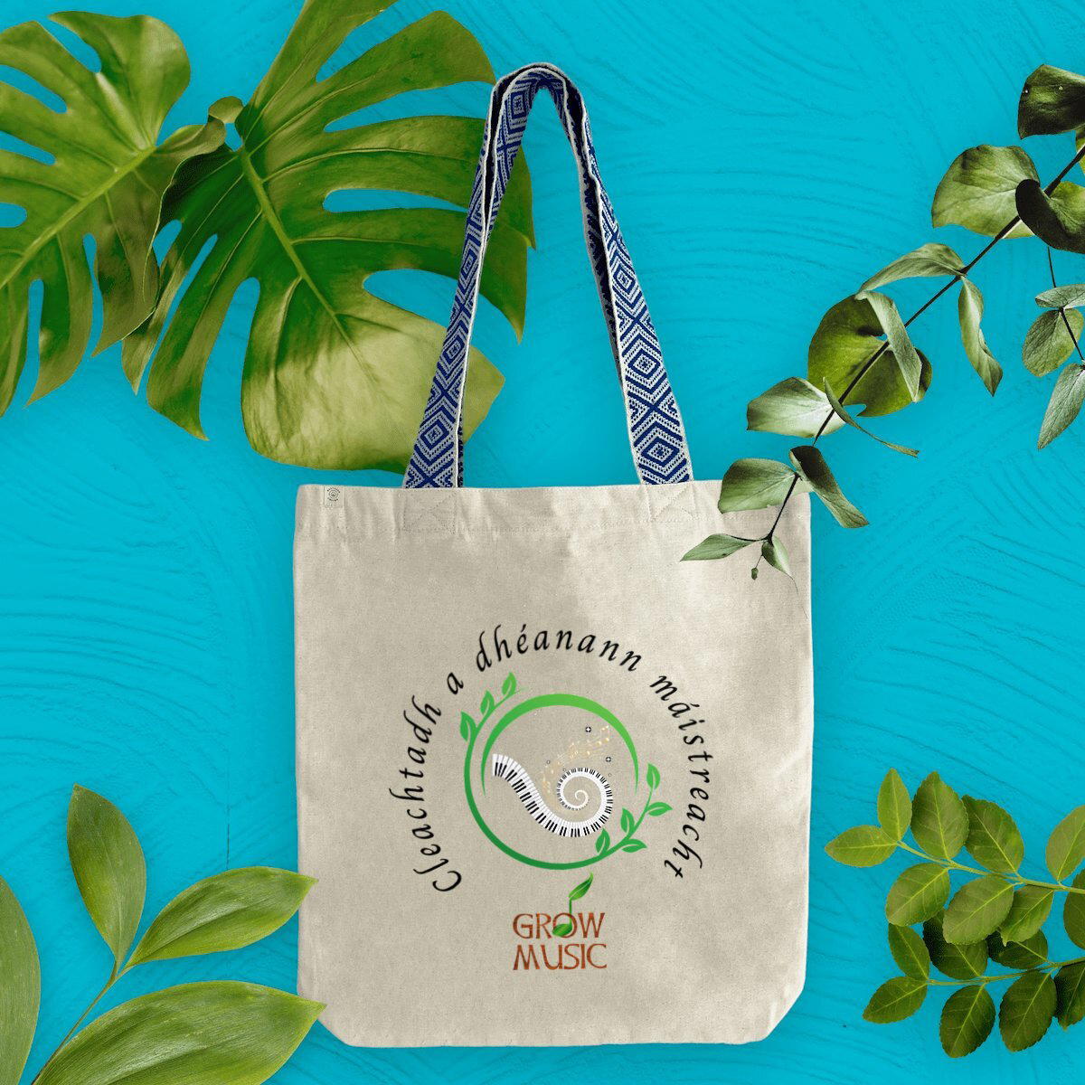 Image front Cleachtadh a dhéanann máistreacht ("practice makes perfect") Music Bag