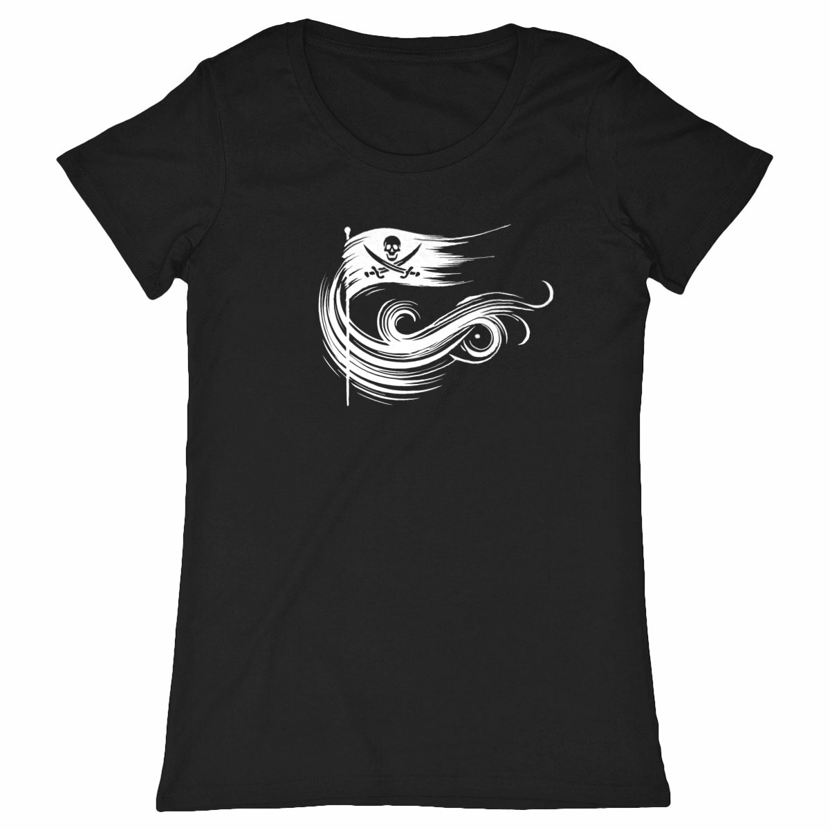 Image back T-shirt Femme Le Serment des Âmes Pirates blanc . 100% coton en conversion biologique