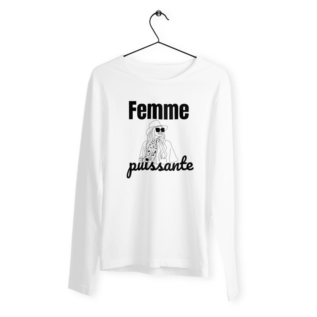 Image back T-shirt Femme manches longues - Femme puissante - 100% coton peigné biologique 