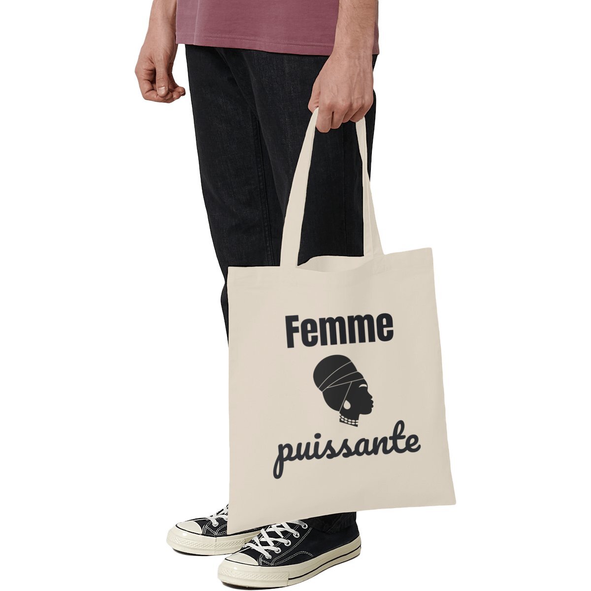 Image front Totebag léger - Femme puissante - 100% coton biologique 