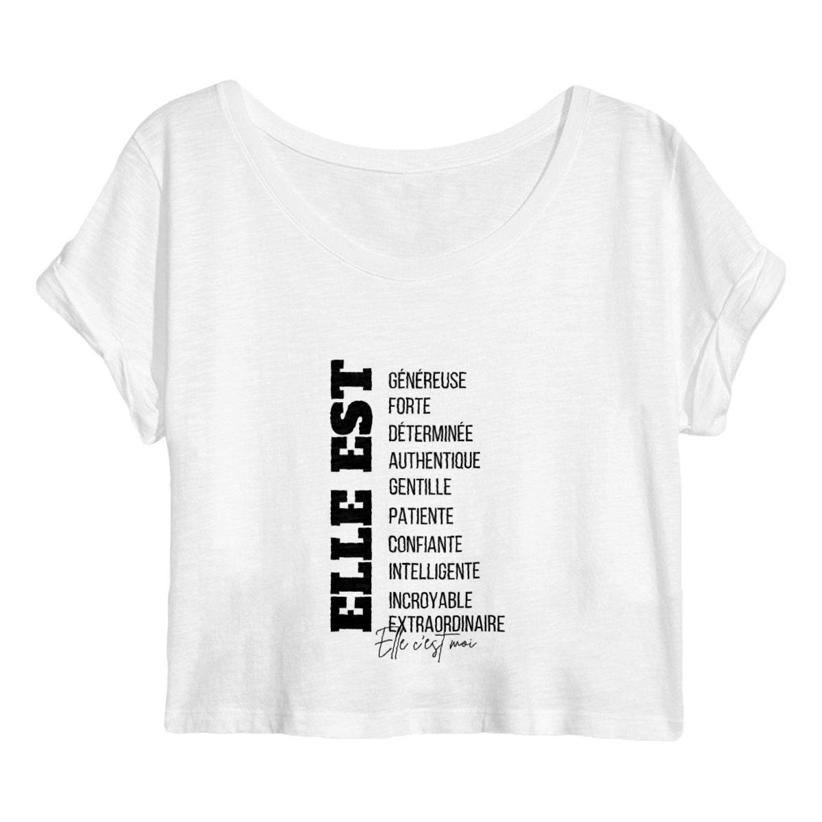 Image back Crop top Femme -  Elle est - 100% coton biologique 