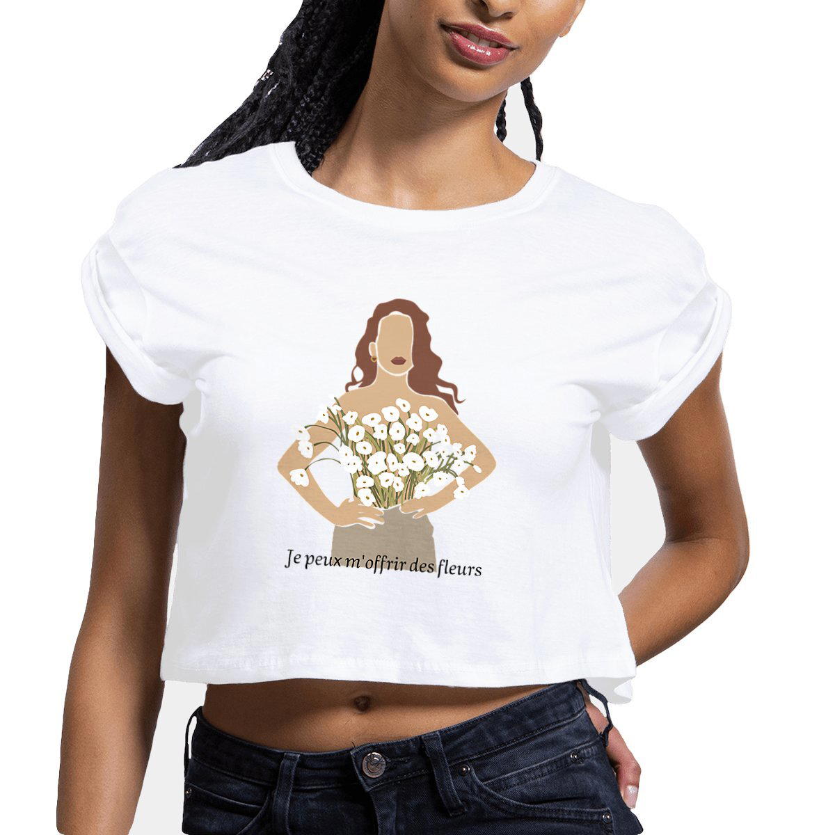 Image front Je peux m'offrir des fleurs - Crop Top Femme 100% Coton BIO - Mantis