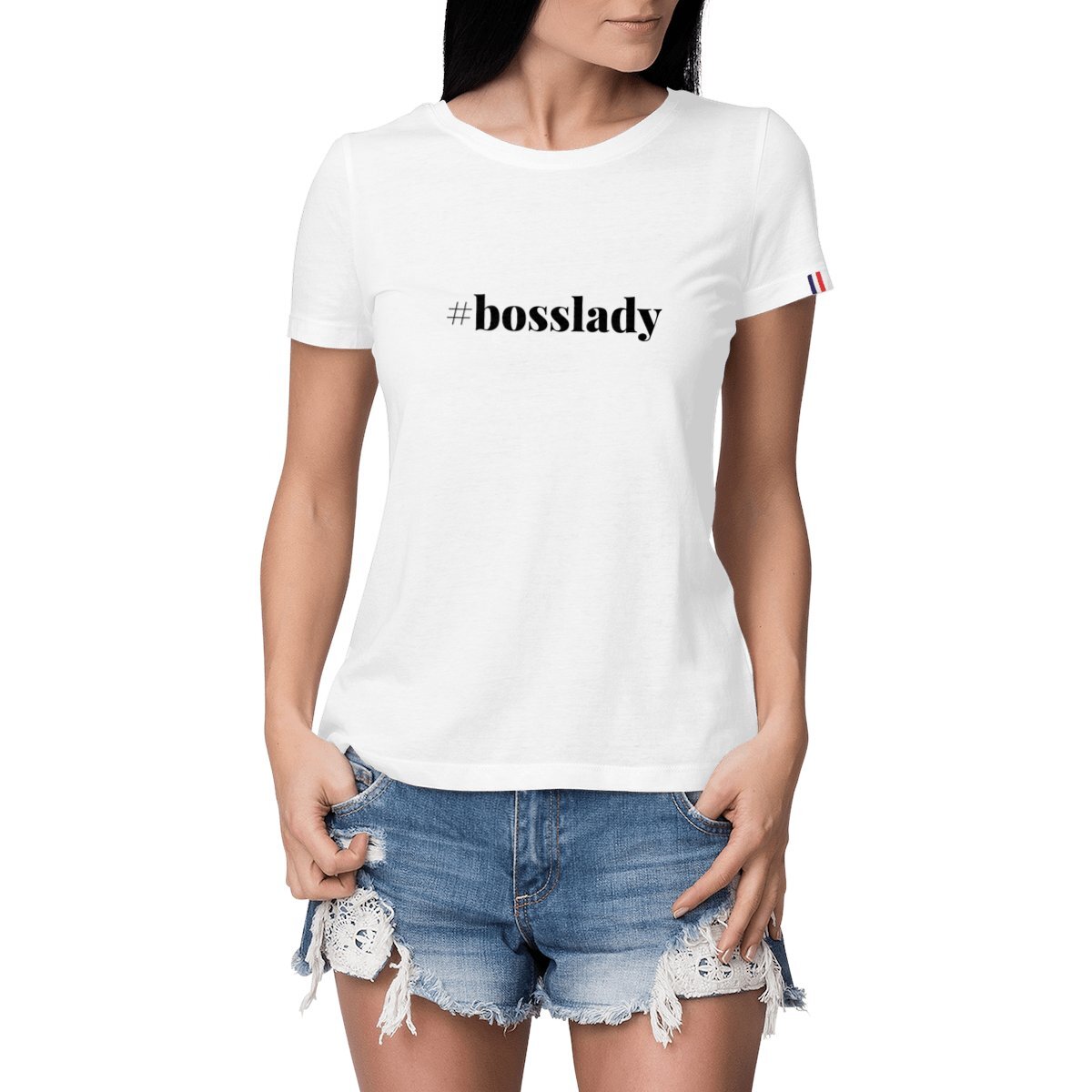 Image front T-shirt Femme Made in France Premium Plus - #Bosslady - 100% coton peigné organique - 