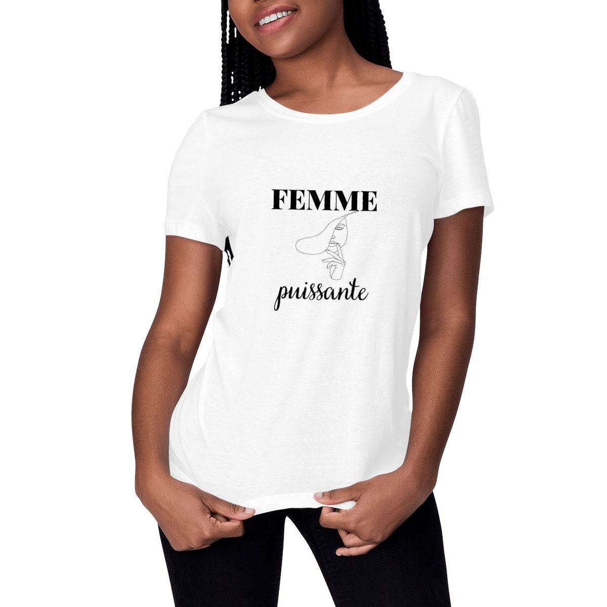 Image front T-shirt Femme - Femme puissante - 100% coton en conversion biologique