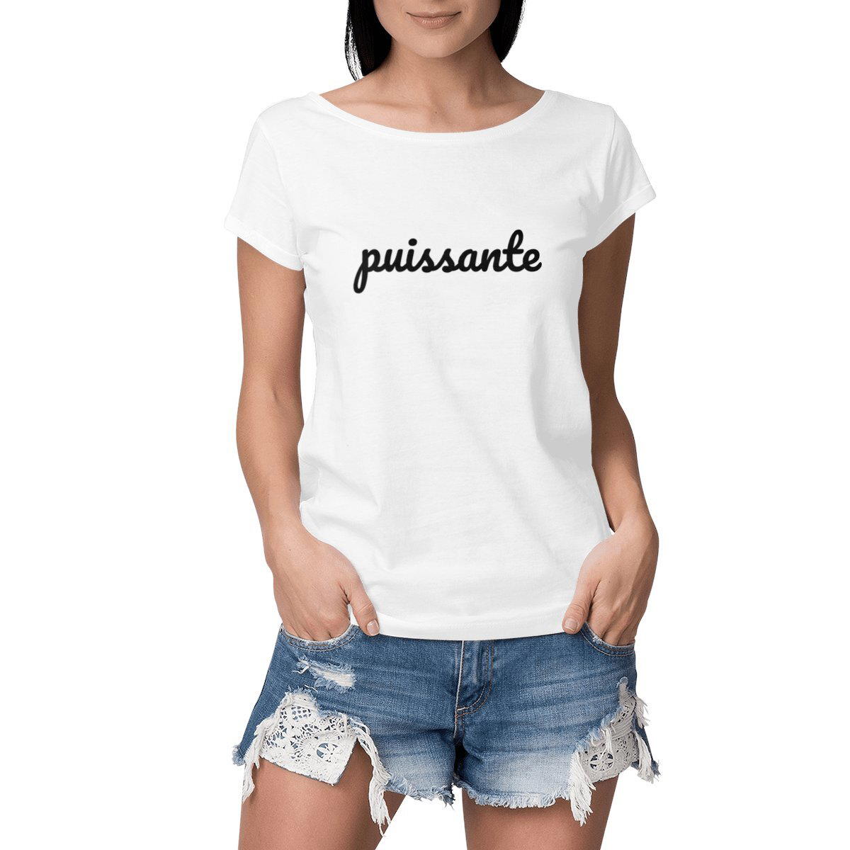 Image front T-shirt Femme - Puissante - 100% coton peigné organique 
