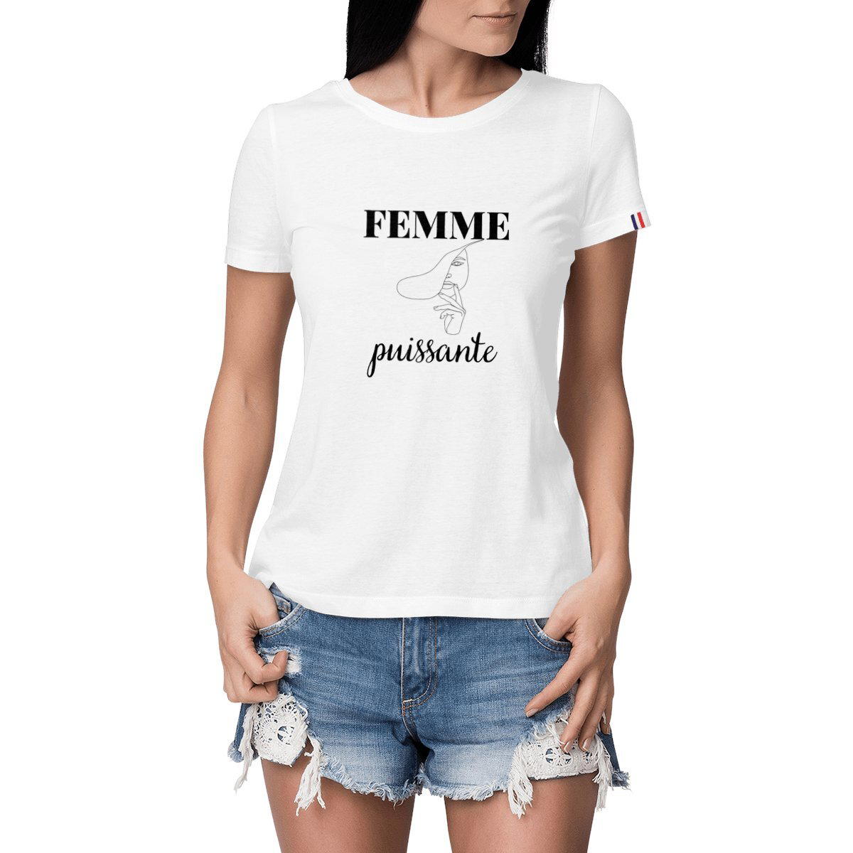 Image front T-shirt Femme - Femme puissante - 100% coton peigné organique 