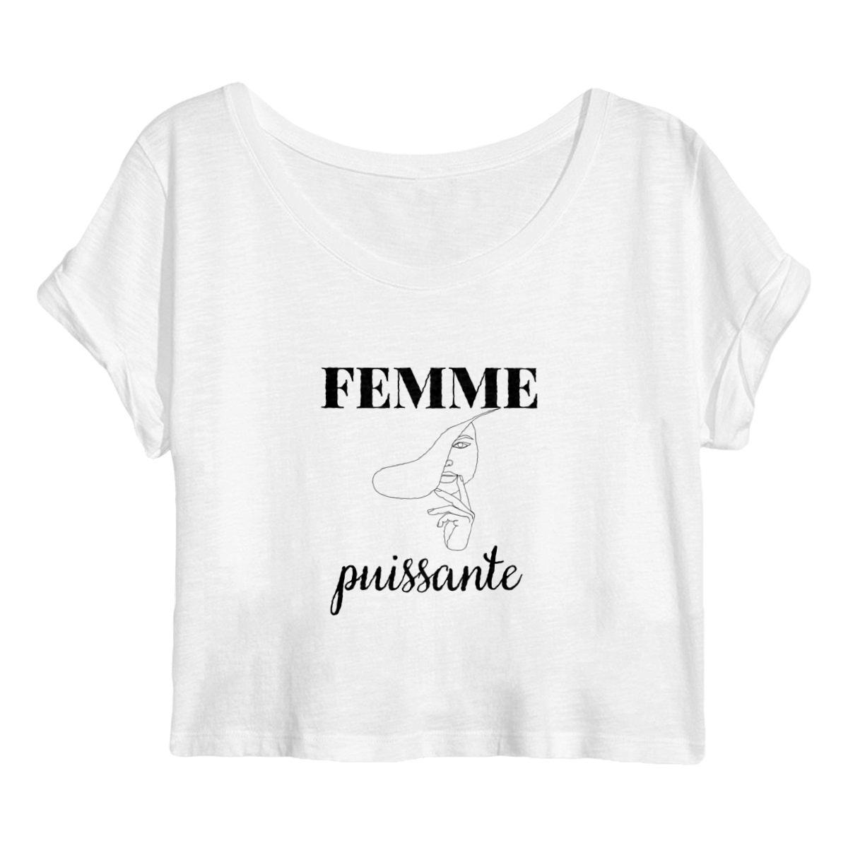 Image back Crop top Femme - Femme puissante - 100% coton biologique 
