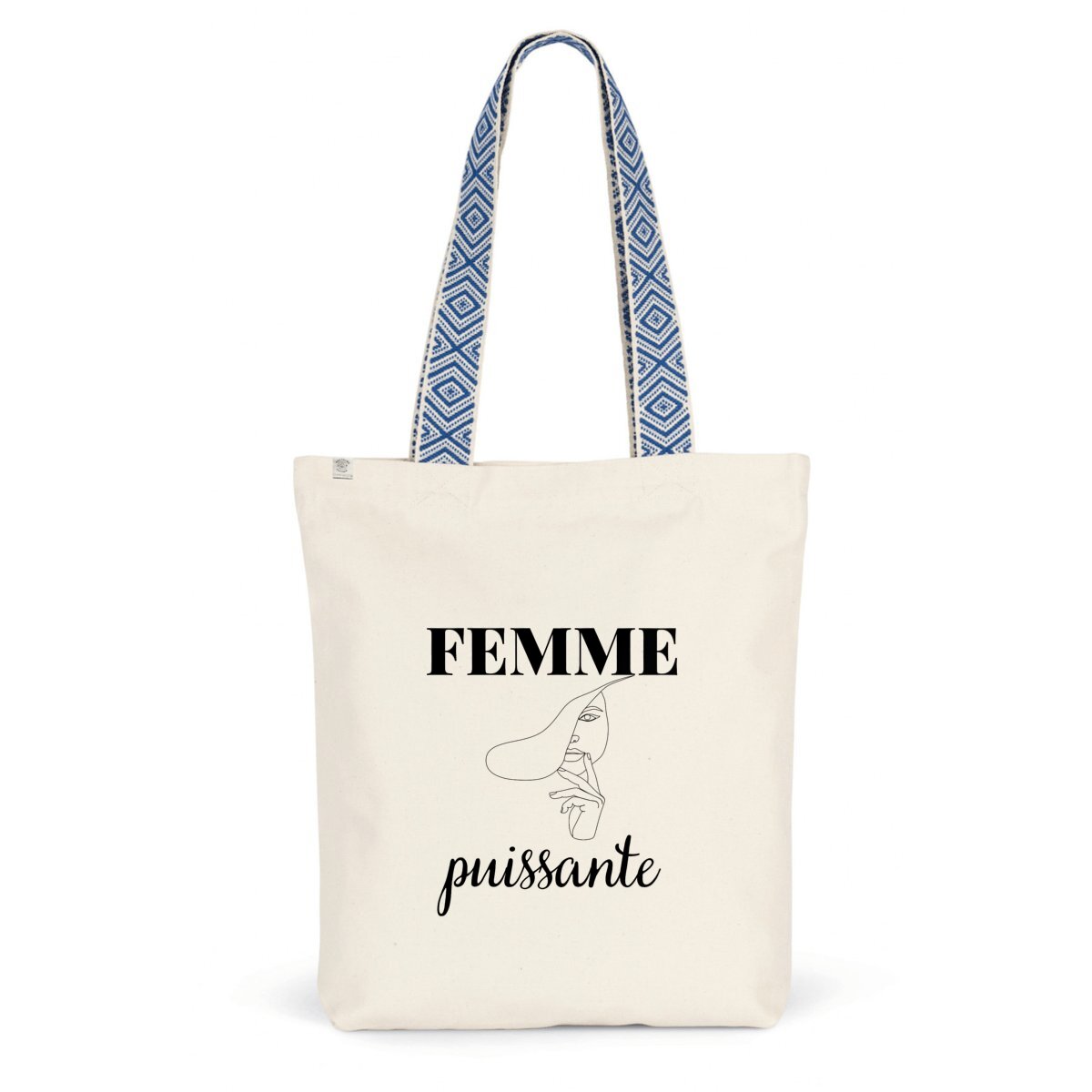 Image back Totebag ethnique - Femme puissante - - 80% coton recyclé 20% polyester recyclé 