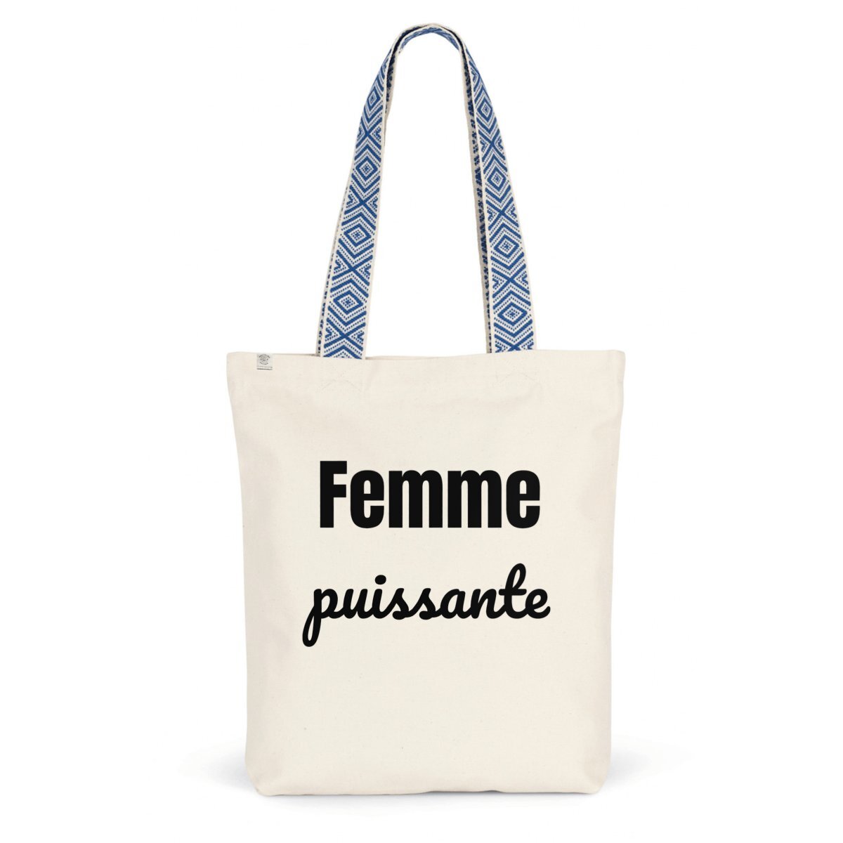 Image back Totebag ethnique - Femme puissante - - 80% coton recyclé 20% polyester recyclé 