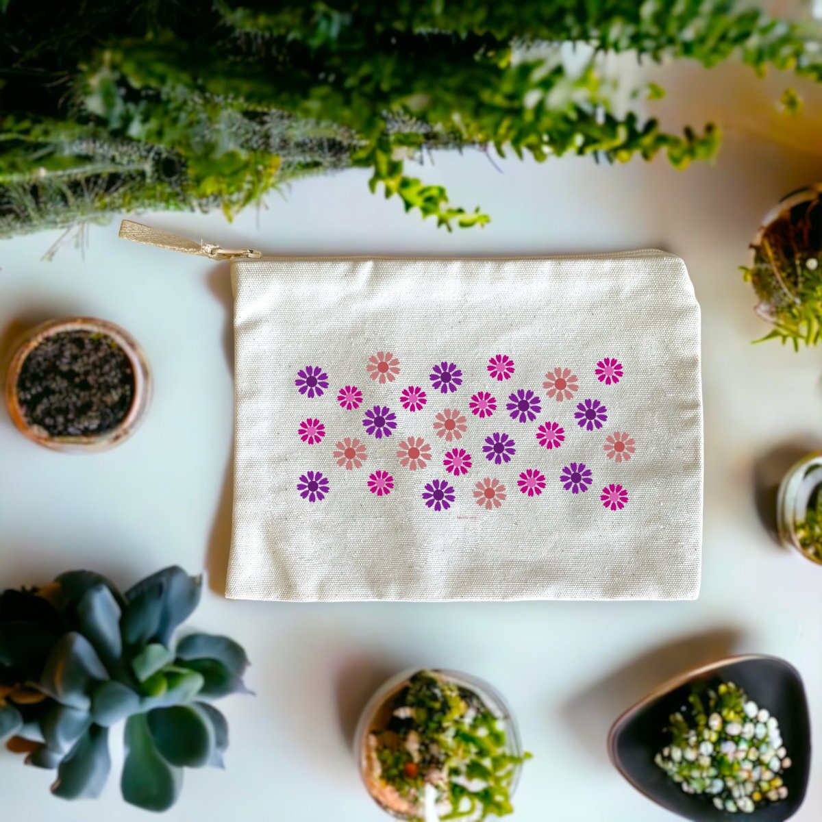 Image front Pink Heart Flowers on a Pencil Case