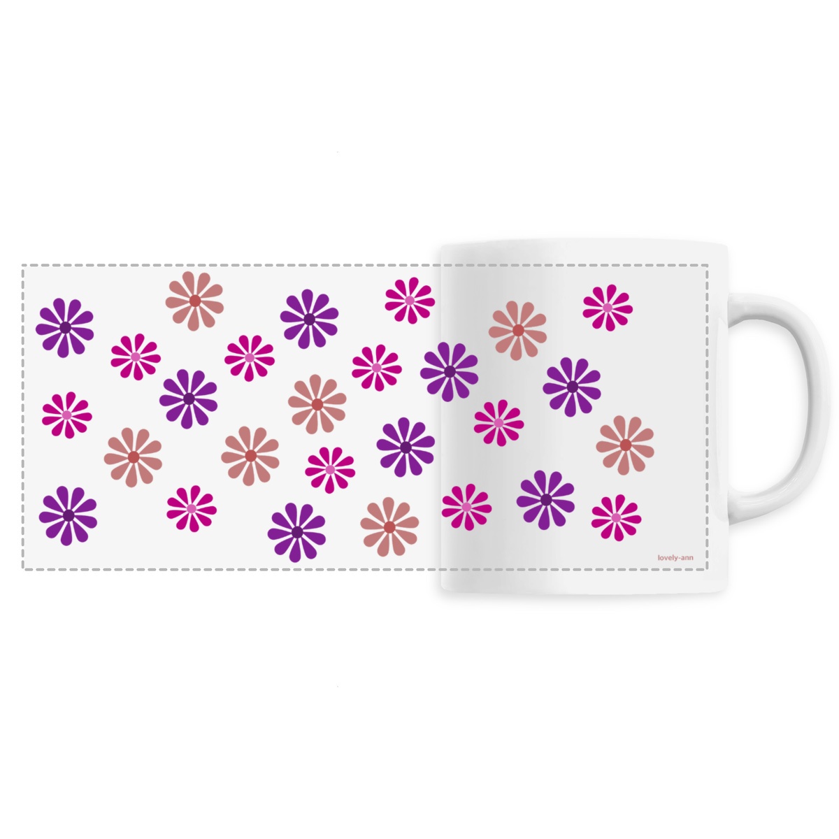 The Modern Purple Shades Star Flowers on a Ceramic Mug