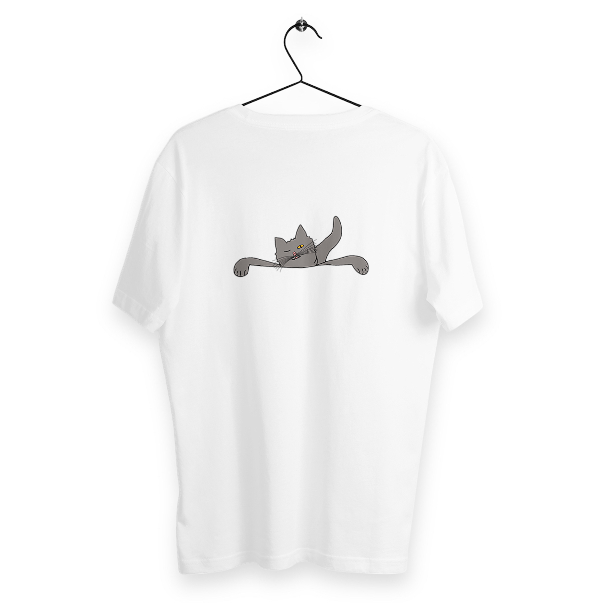 Image back Cat Looks over It on a Heavyweight Unisex T-Shirt