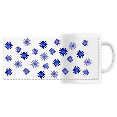 The Modern Bleu Star Flowers on a Ceramic Mug