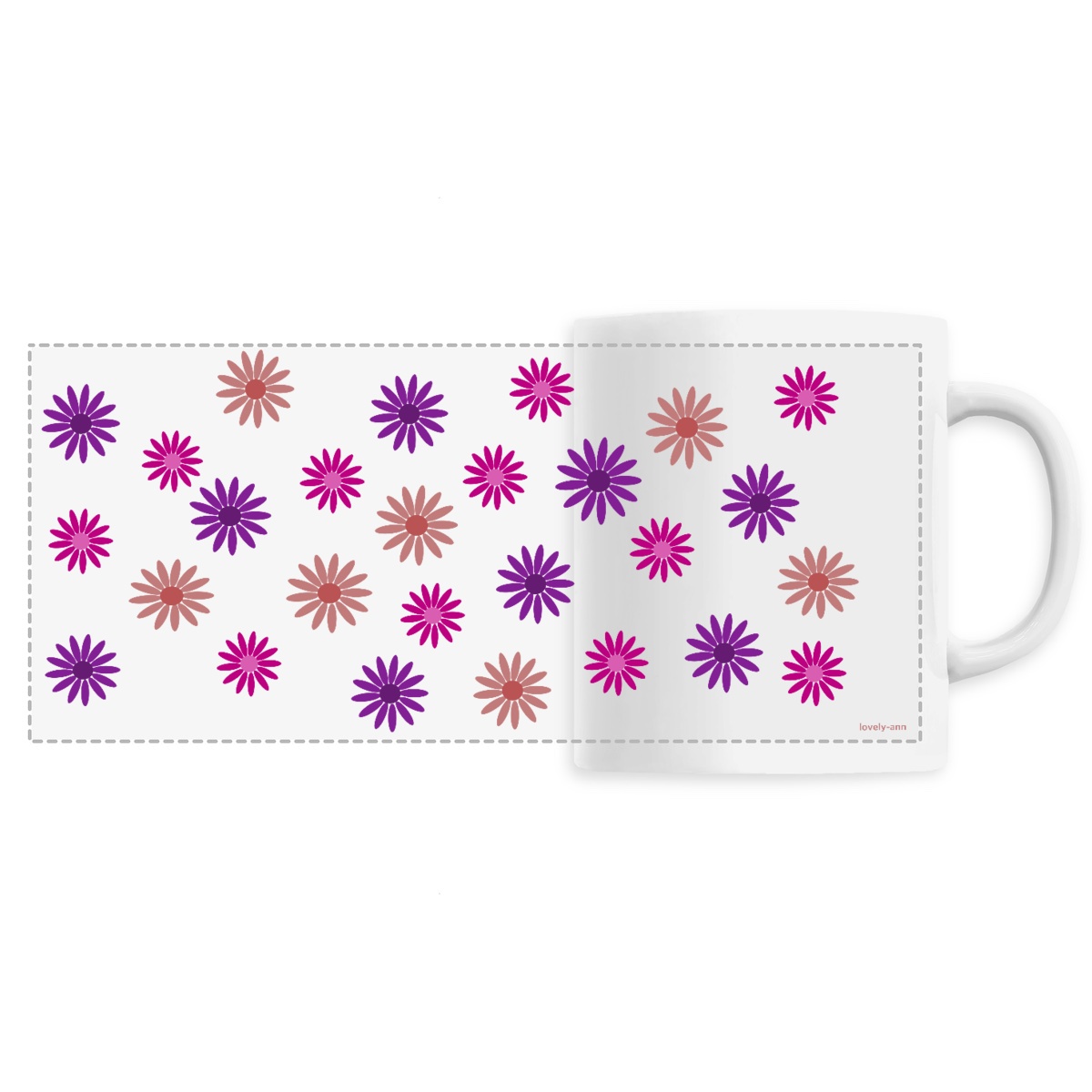 Image front The Modern Purple Star Flowers on a Ceramic Mug