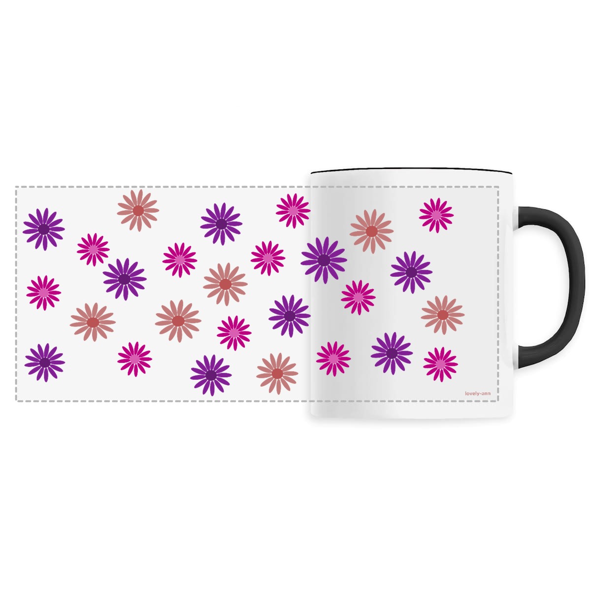 Image back The Modern Purple Star Flowers on a Ceramic Mug