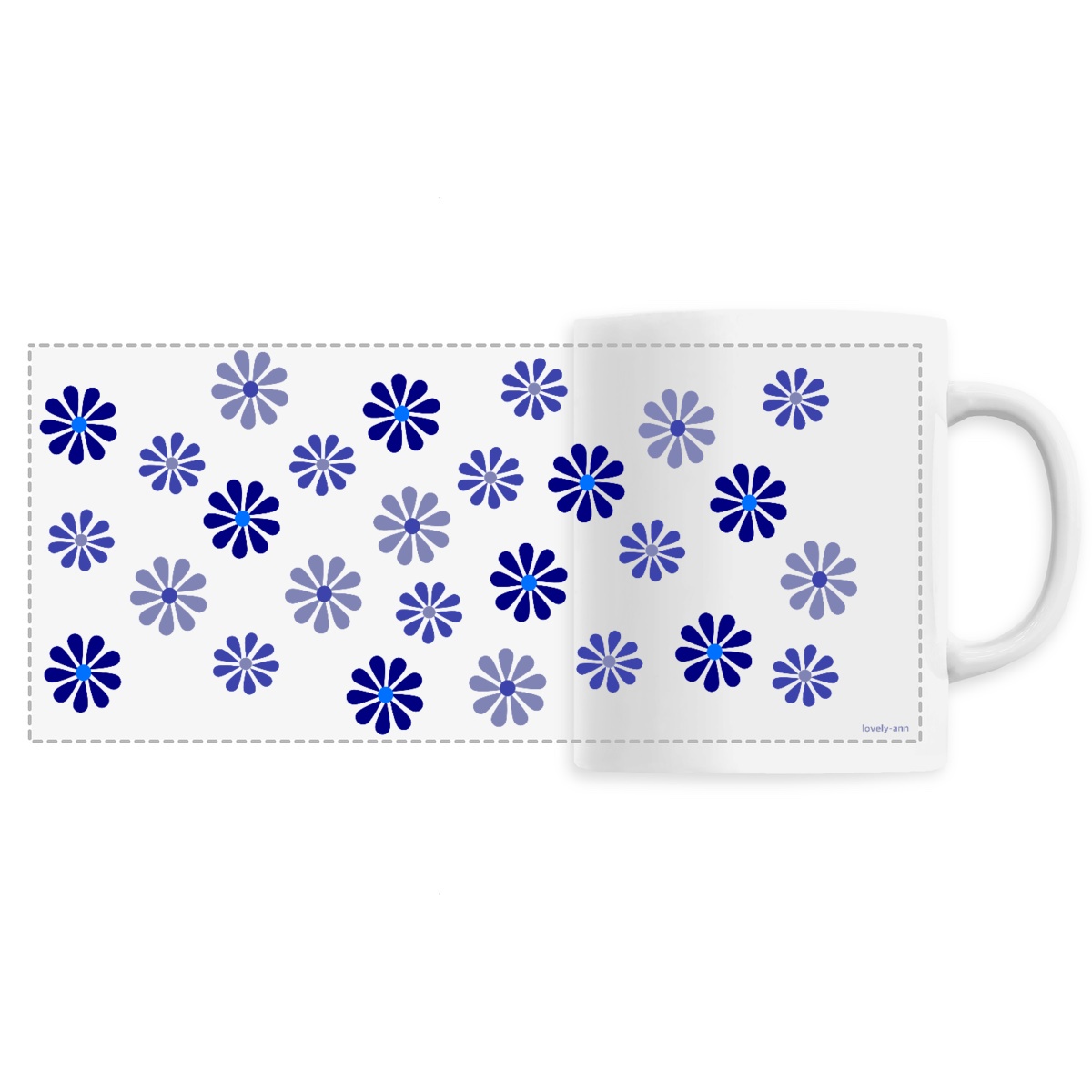 Image front The Modern Bleu Shades  Flowers on a Ceramic Mug