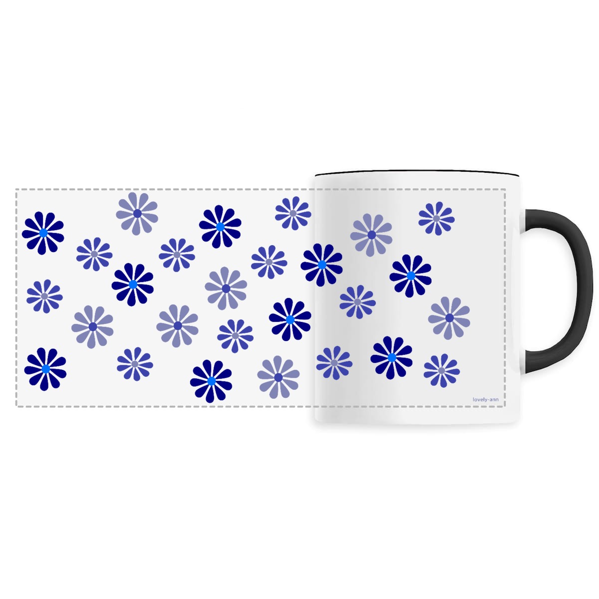 Image back The Modern Bleu Shades  Flowers on a Ceramic Mug