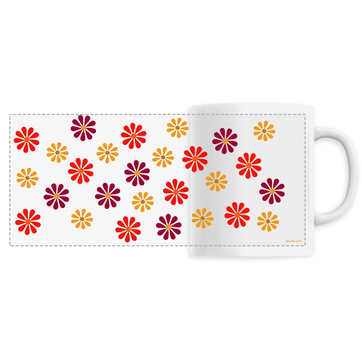 Image front The Modern Orange Shades Flowers on a Ceramic Mug