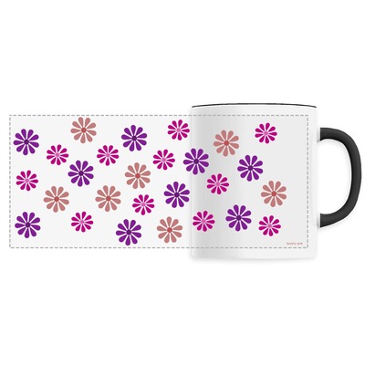 The Modern Purple Shades Flowers on a Ceramic Mug.