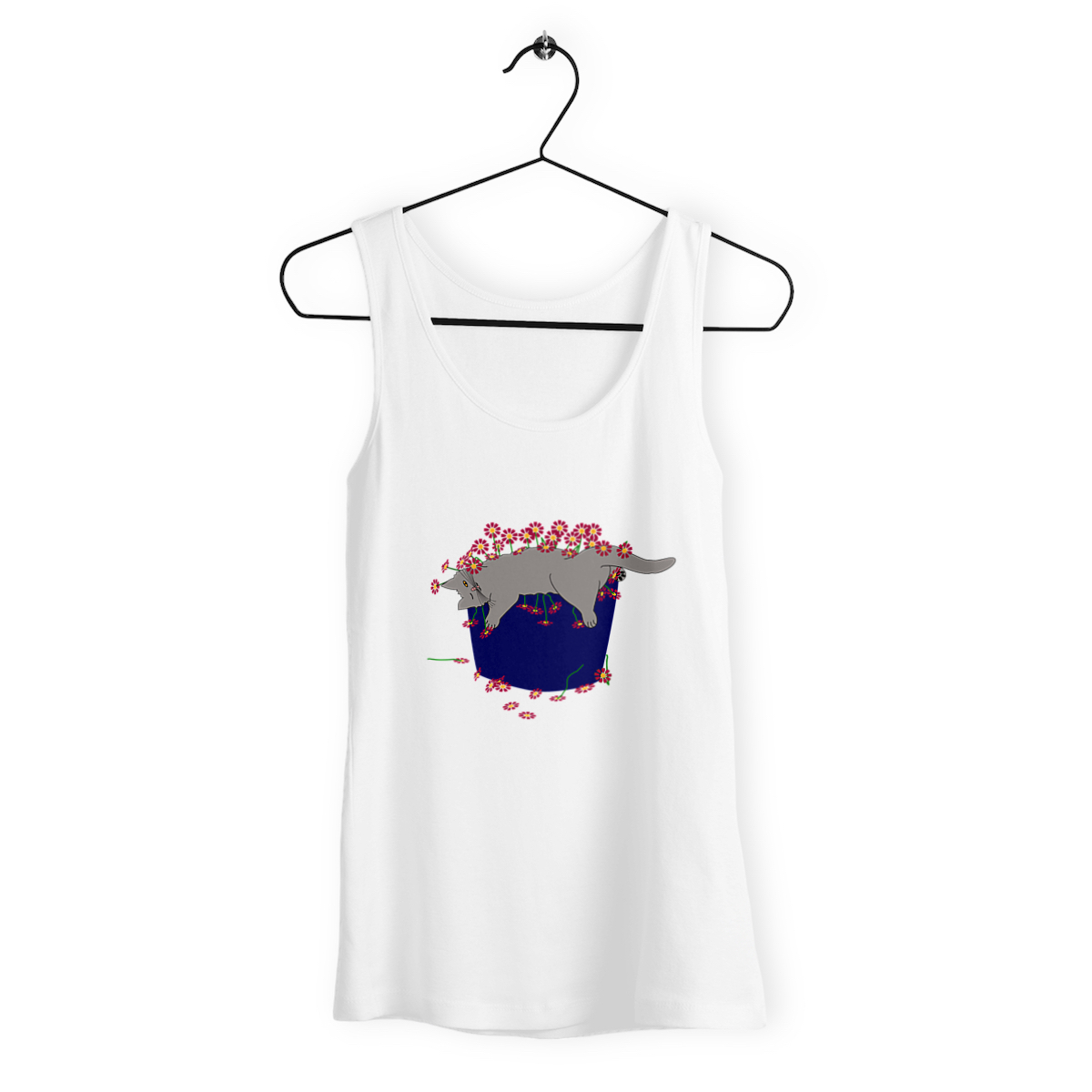 Image back Cat in the Pot on a Loose Fitting Women‘s Tank Top