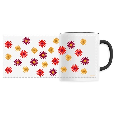 The Modern Orange Star Flowers on a Ceramic Mug
