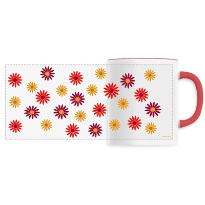 The Modern Orange Star Flowers on a Ceramic Mug