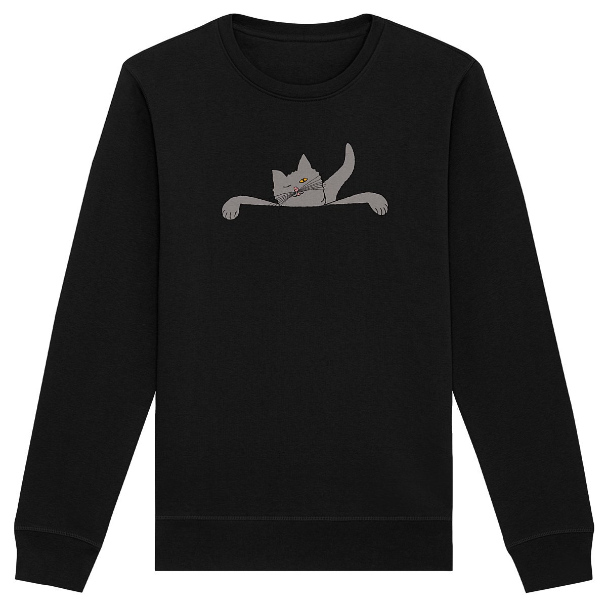 Image back Cat looks over it on a Unisex Sweat-Shirt