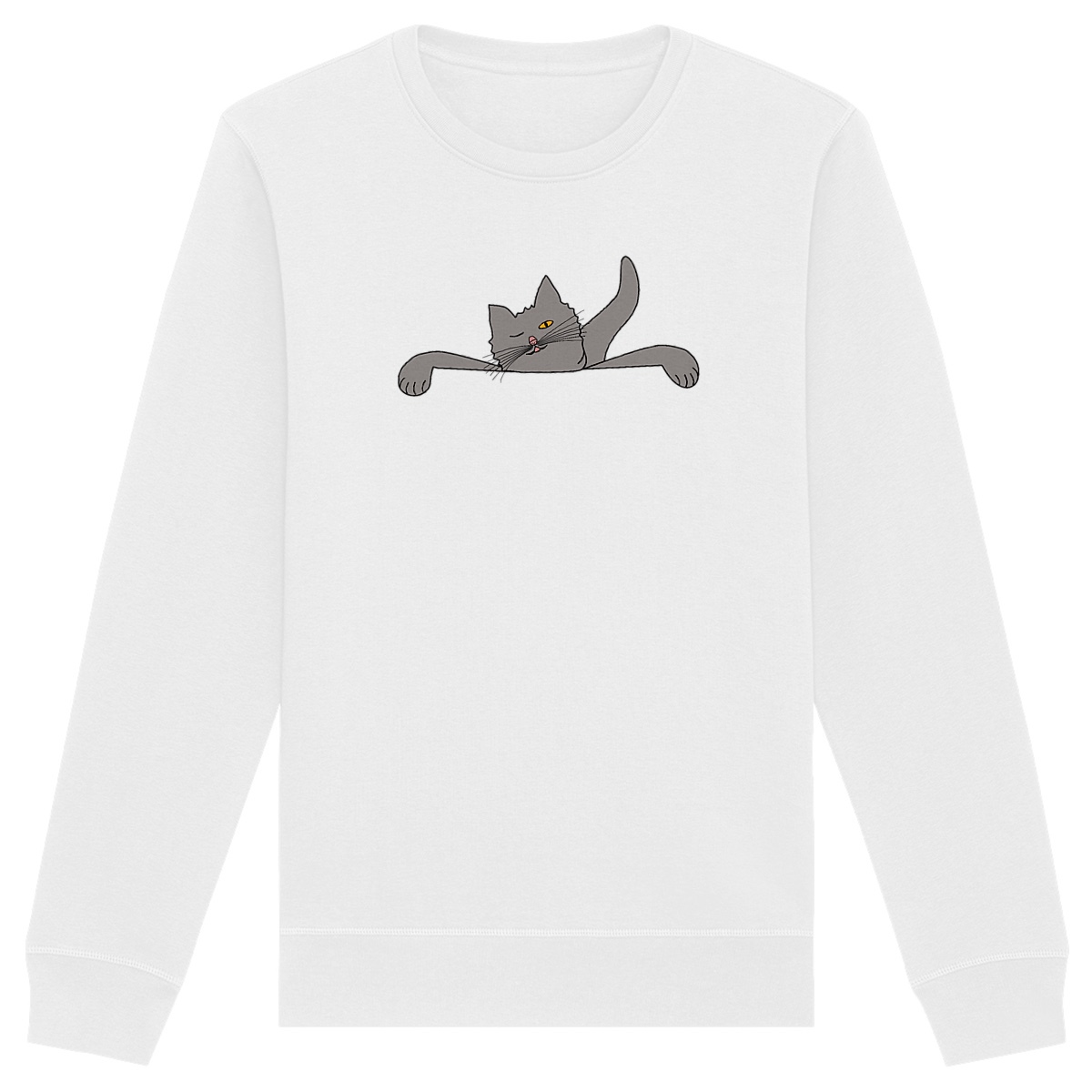 Image front Cat looks over it on a Unisex Sweat-Shirt