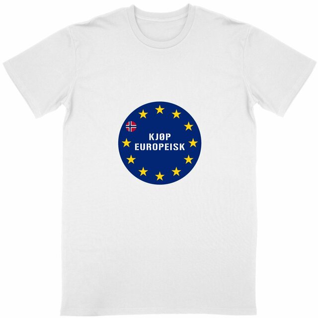 Kjøp europeisk-t-skjorte -- Blått trykk med europeiske stjerner og norsk flagg - Image
