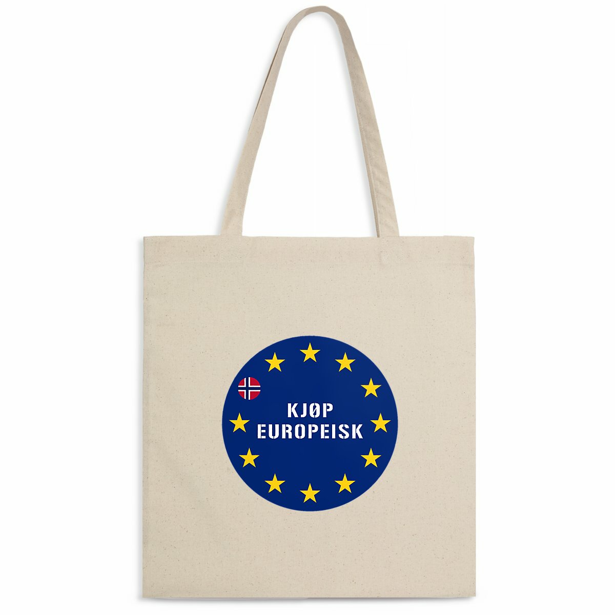 Lite Kjøp europeisk-handlenett -- Blått trykk med europeiske stjerner og norsk flagg - Image
