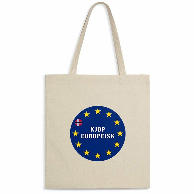 Lite Kjøp europeisk-handlenett -- Blått trykk med europeiske stjerner og norsk flagg - Image
