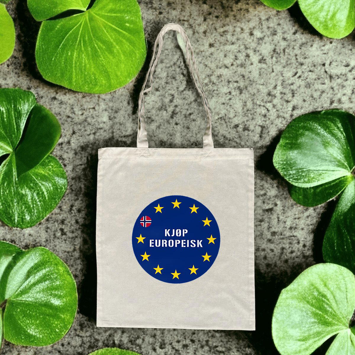 Lite Kjøp europeisk-handlenett -- Blått trykk med europeiske stjerner og norsk flagg