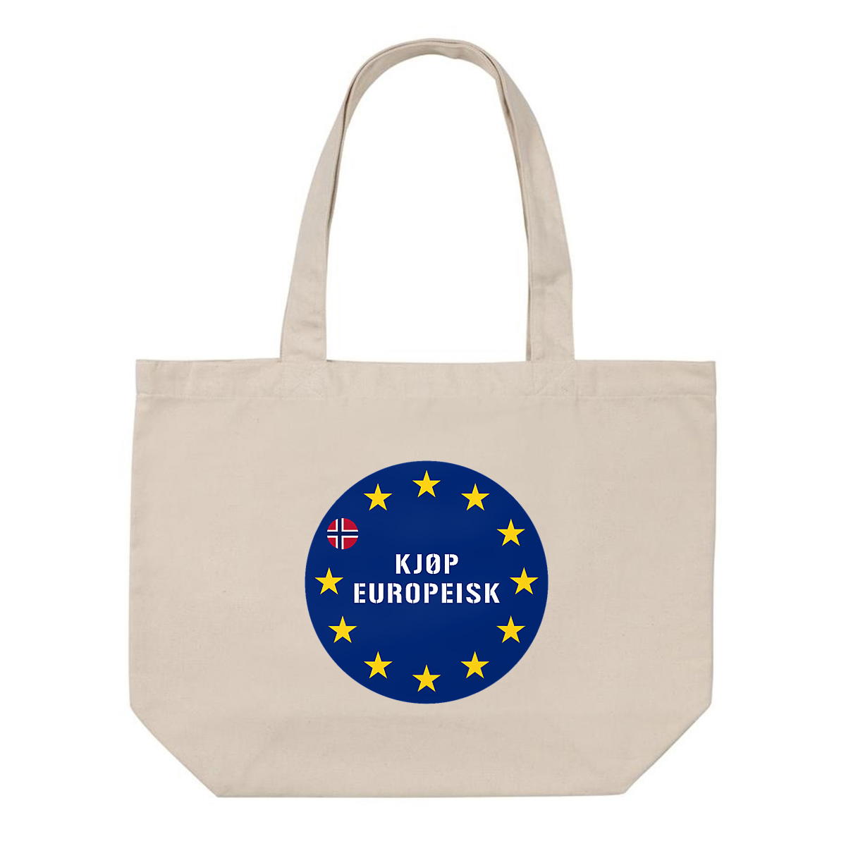 Kjøp europeisk-handlenett -- Blått trykk med europeiske stjerner og norsk flagg