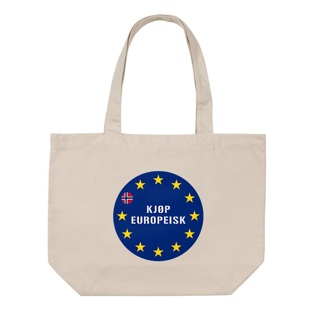 Kjøp europeisk-handlenett -- Blått trykk med europeiske stjerner og norsk flagg