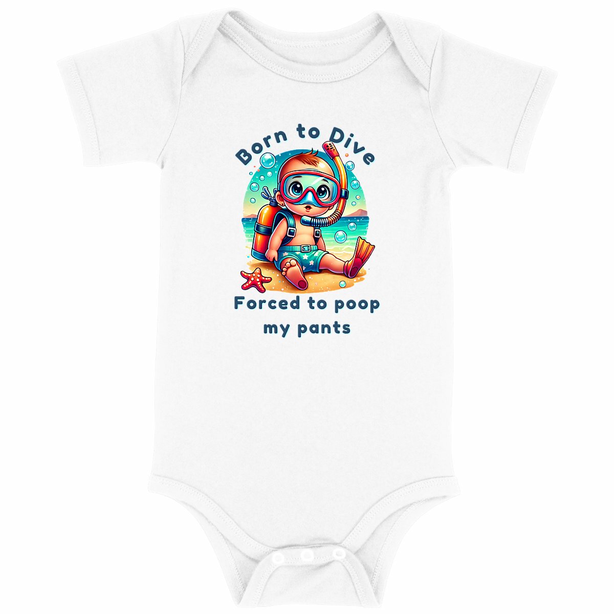 Image back Born to Dive – Funny Scuba Diving Baby Bodysuit | Cute Diver Gift for Baby