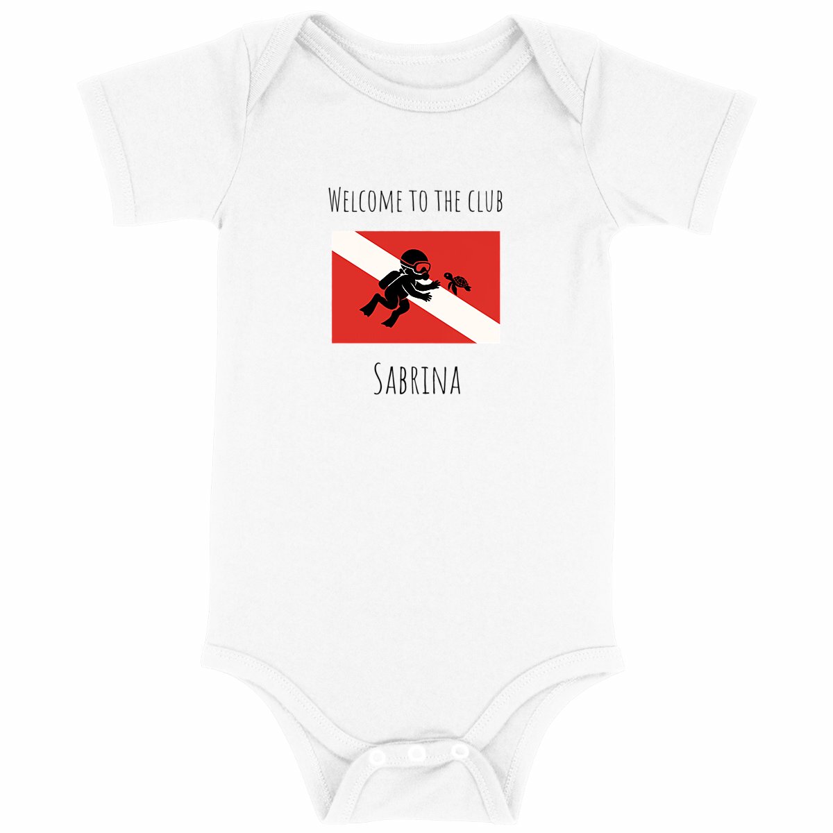 Image back Dive Club newborn baby onsie