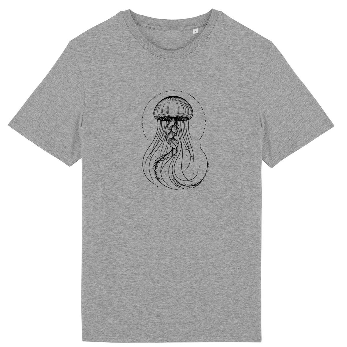 Image back Ethereal Jellyfish T-Shirt, minimalistic line art for Divers, Ocean & Marine Life Lovers