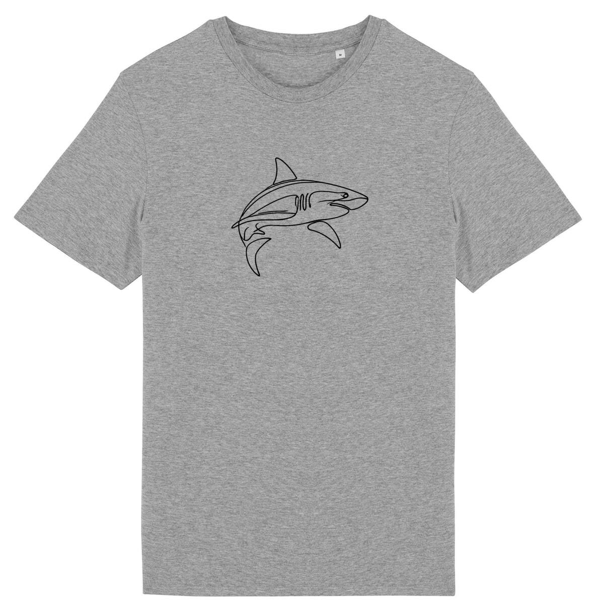 Image back Minimalist Great White Shark T-Shirt – Line Art Ocean Lover Design