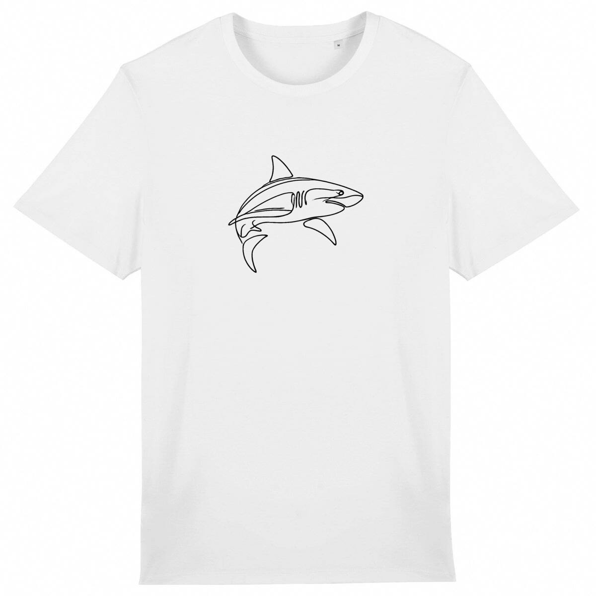 Image front Minimalist Great White Shark T-Shirt – Line Art Ocean Lover Design