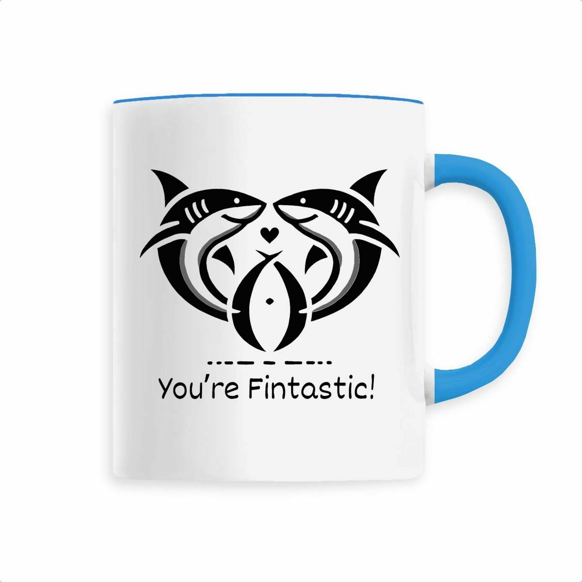 Image back Ceramic mug - You're Fintastic, Sharks in Love Design