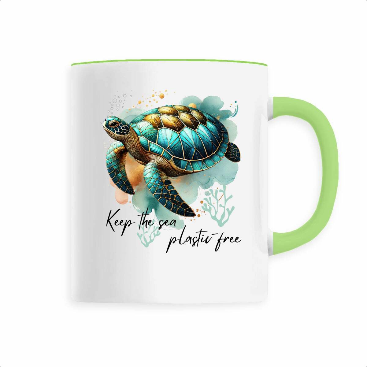 Image back Turtle Mug - "Keep the Sea Plastic Free" | Watercolor Sea Turtle Design