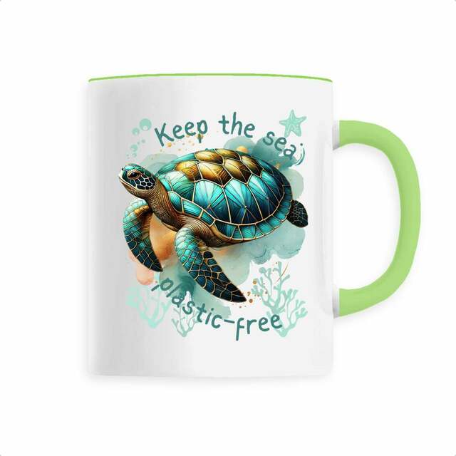 Image back Turtle Mug - "Keep the Sea Plastic Free" | Watercolor Sea Turtle Design