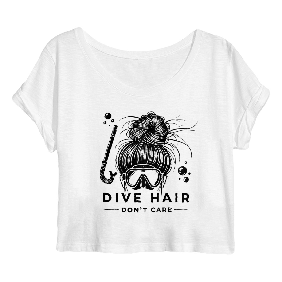 Image back Scuba Diving crop top "Dive Hair Don't Care" - Funny Snorkeling Gift for Ocean Lovers