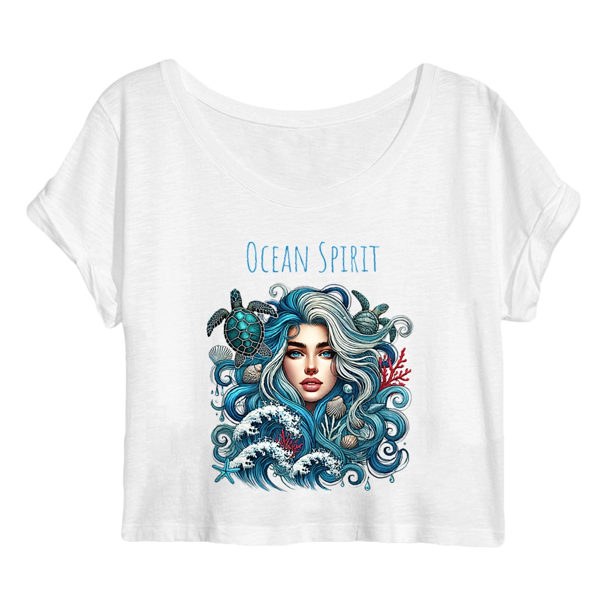 Image back Ocean Spirit Crop Top – Artistic Marine Life Design for Ocean Lovers