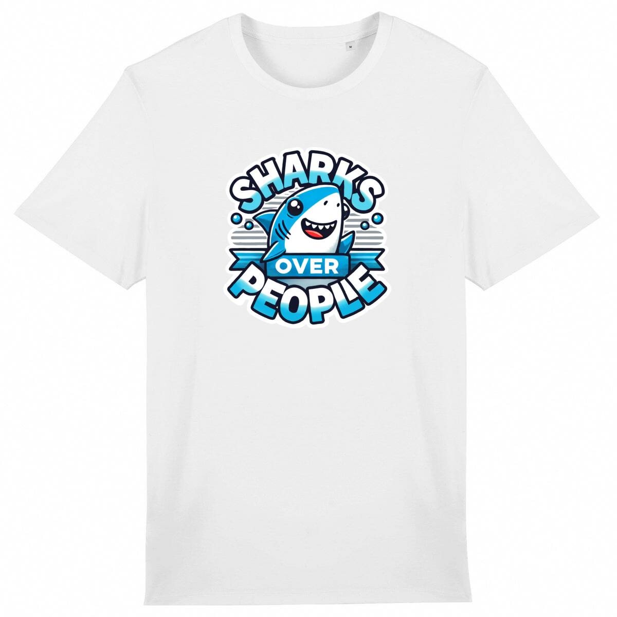 Image back Sharks Over People T-Shirt – Funny Shark Lover Tee