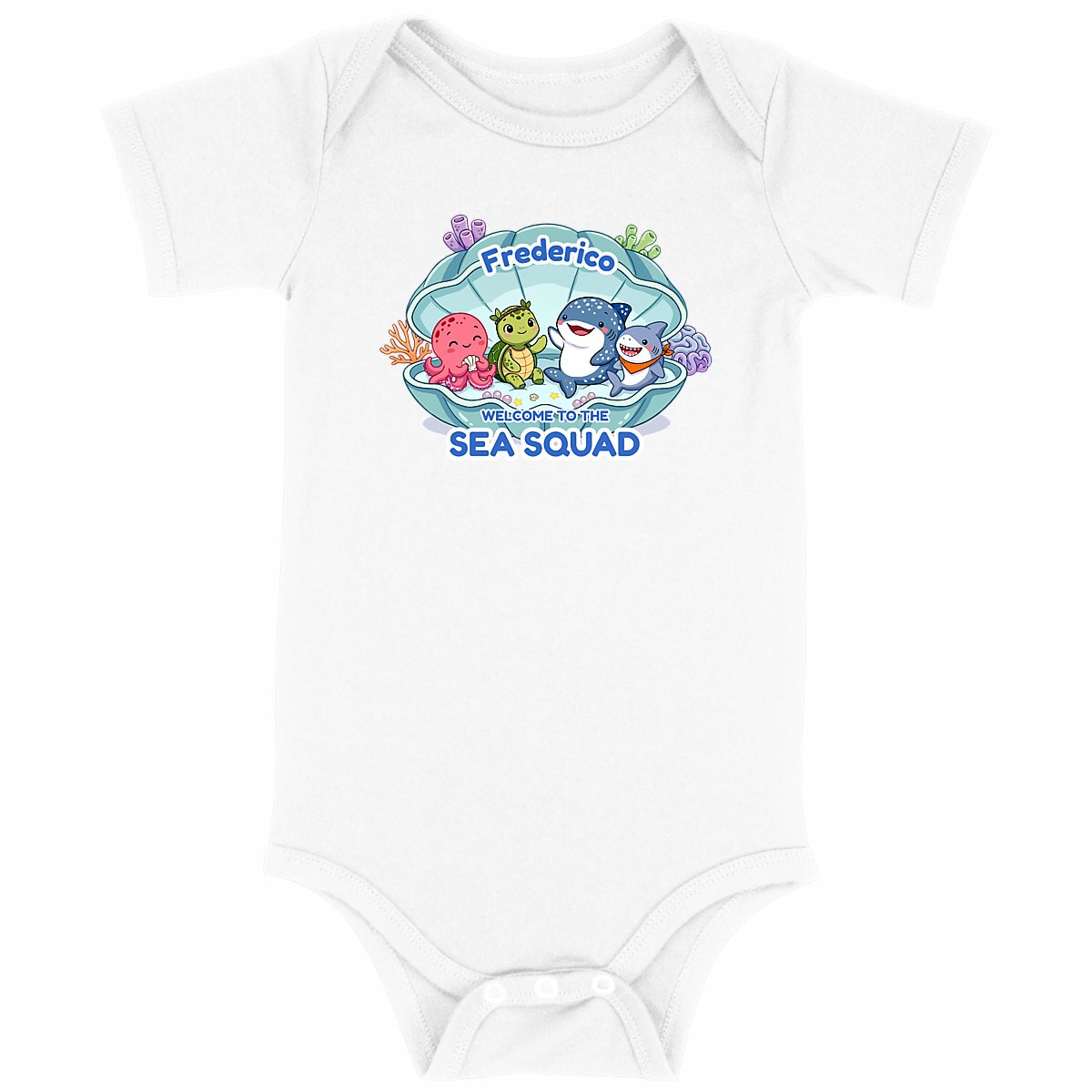 Image back Sea Squad - Personalized Organic Cotton Baby Onesie