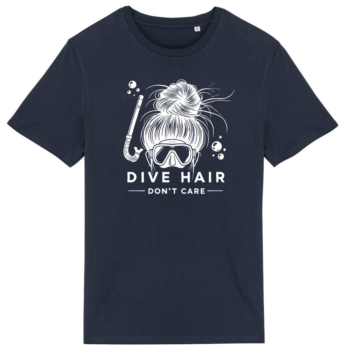 Image back Scuba Diving T-Shirt "Dive Hair Don't Care" - Funny Snorkeling Gift for Ocean Lovers